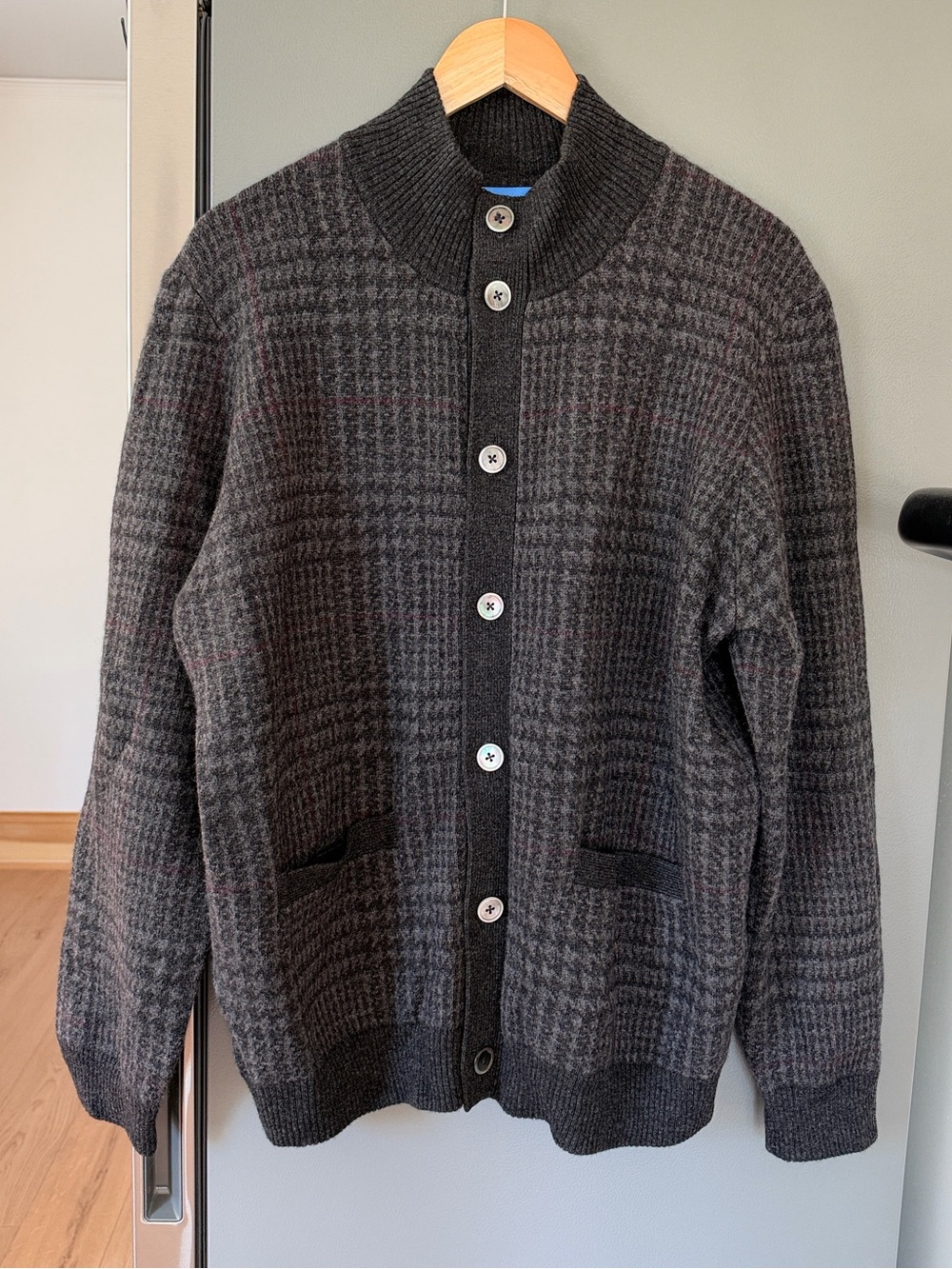 J. McLaughlin Houndstooth Cashmere and Wool Cardigan Size L